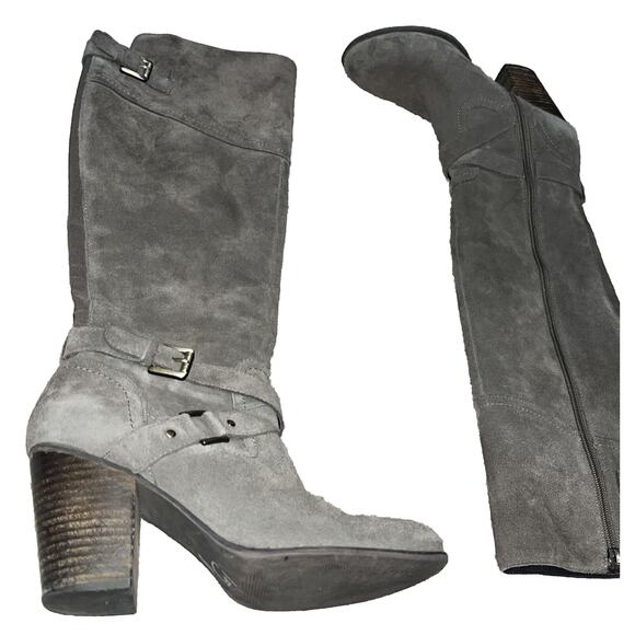 G BY GUESS WOMEN'S BROWN SUEDE Heeled Knee High BOOTS SZ 8.5 - Picture 2 of 6